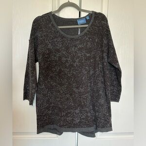 Simply Vera Vera Wang Charcoal Gray Knit Sweater Top 3/4 Length Sleeve Size XL